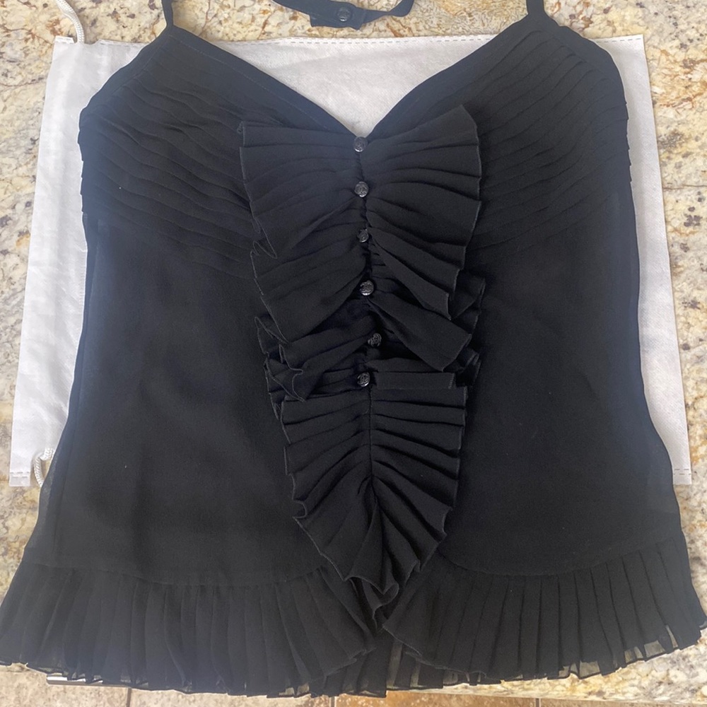CHANEL SILK EXQUISITE HALTER BLOUSE